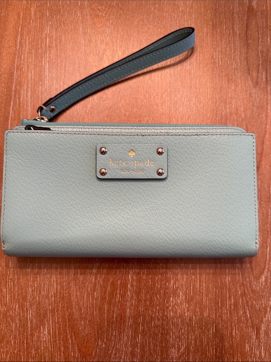 kate spade Handbags - kate spade Mint Teal Leather Wristlet Wallet with Gold Logo